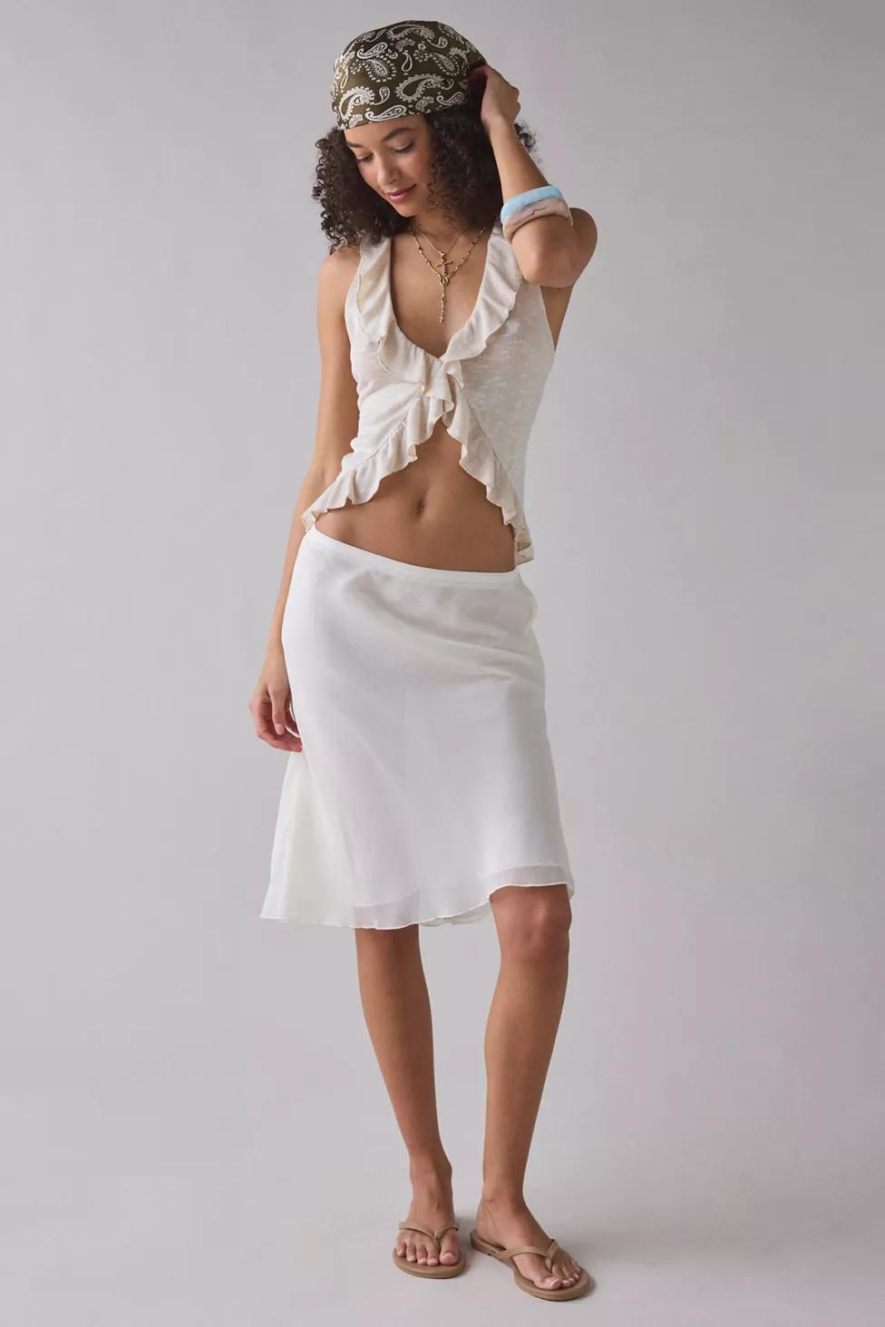 Lioness Shoreline Sheer Slip Midi Skirt by LIONESS