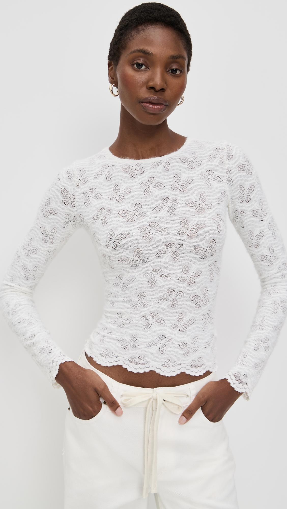 Poppy Lace Long Sleeve Blouse by LIONESS