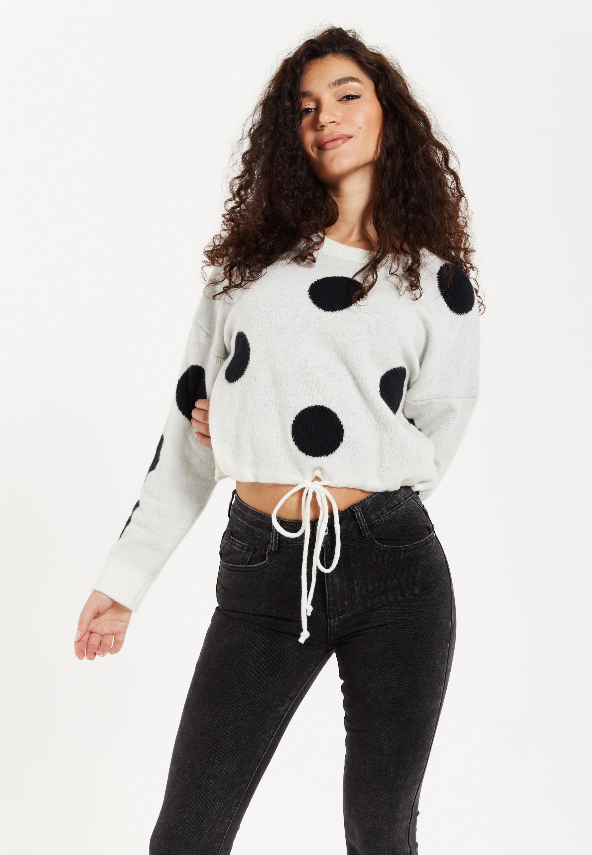 Black Polka Dot Jumper In White by LIQUORISH