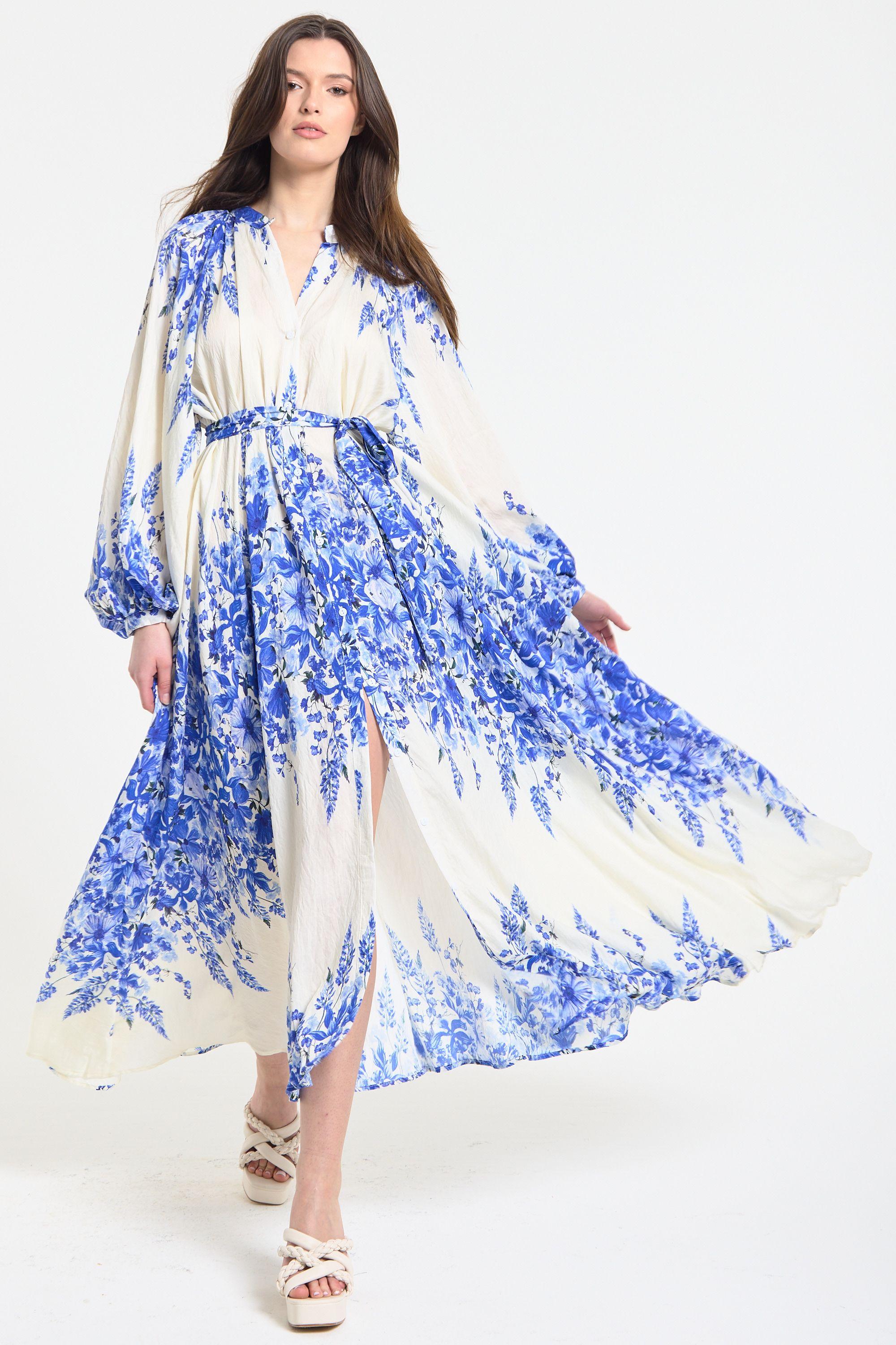 Blue Floral Maxi Dress by LIQUORISH