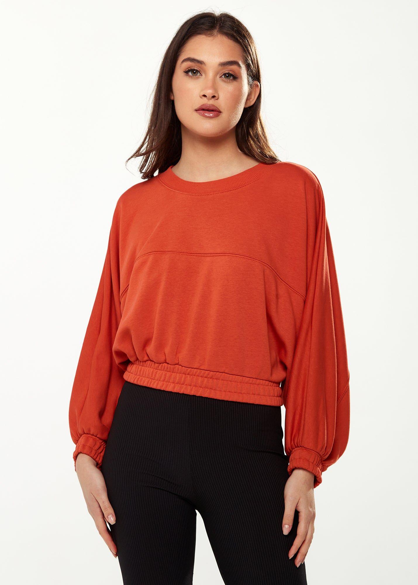 Cropped Sweatshirt in Dark Orange by LIQUORISH