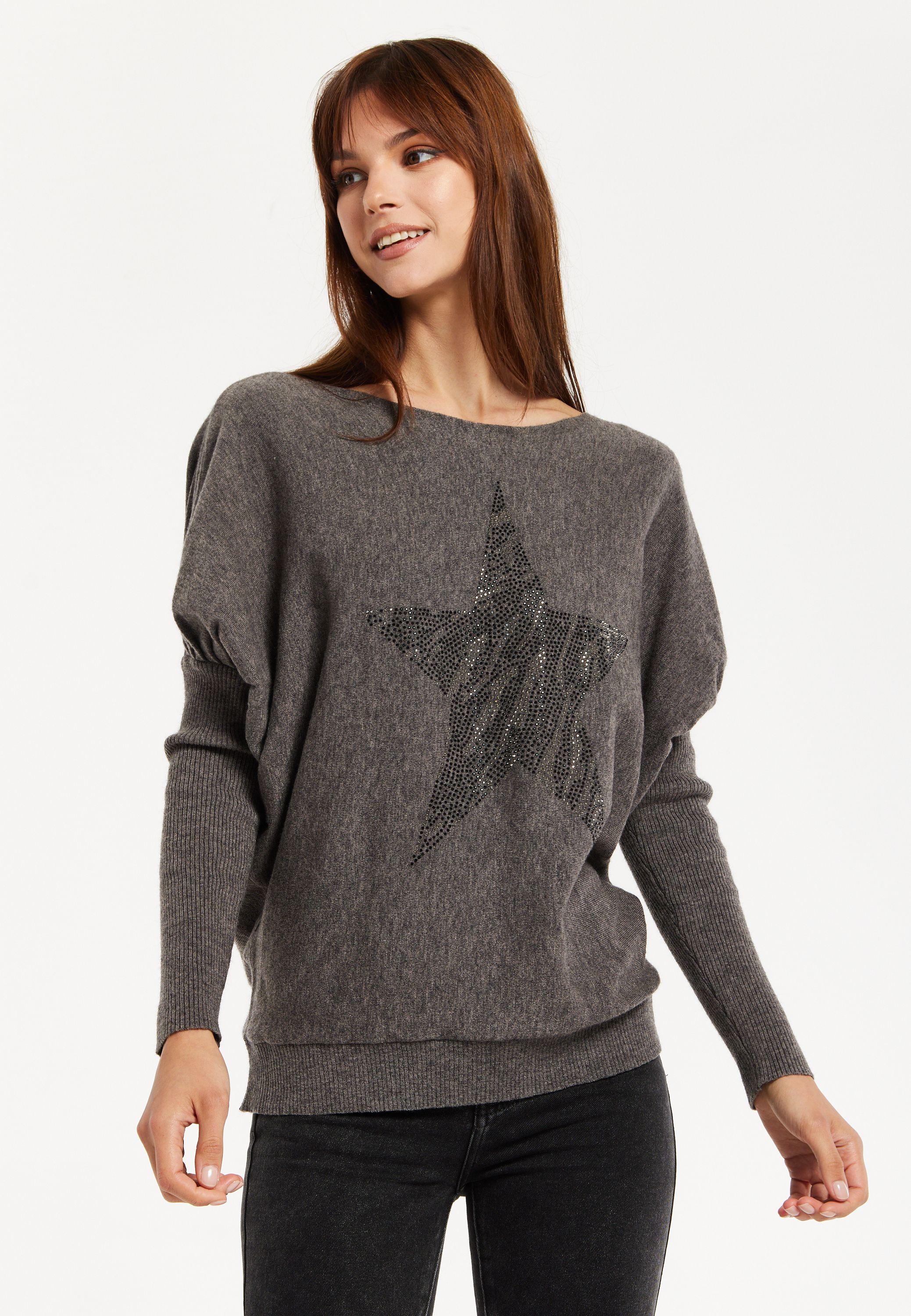 Dark Grey Sparkly Zebra Star Jumper by LIQUORISH