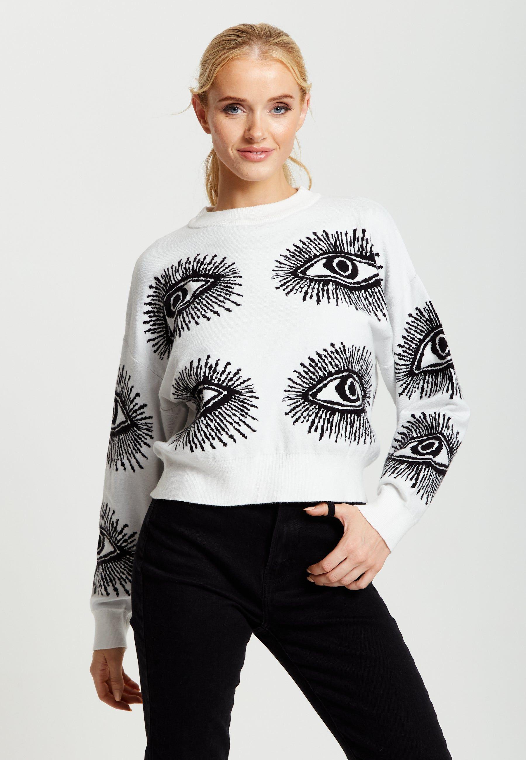 Eye Pattern Jumper In Black by LIQUORISH