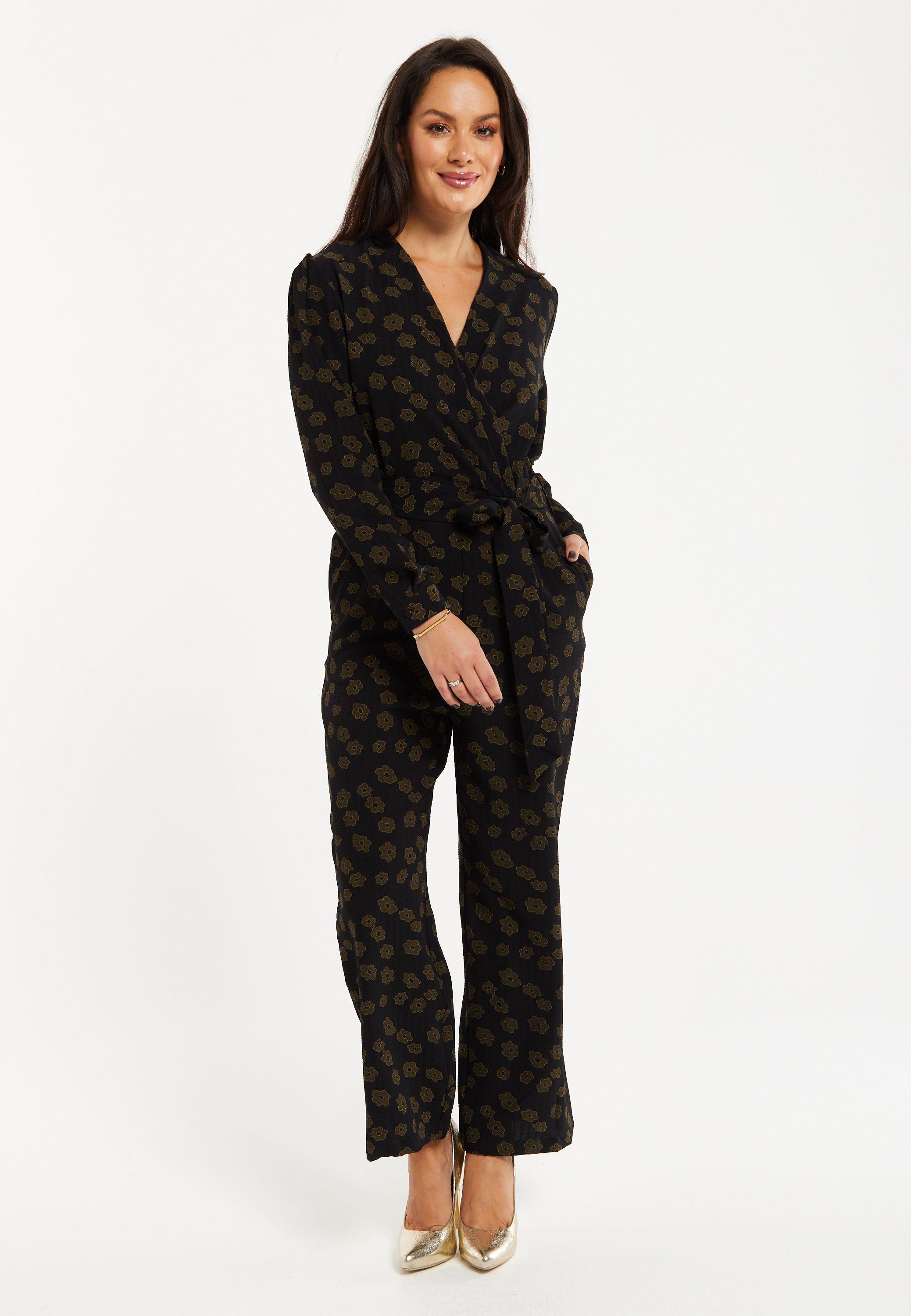 Floral Jumpsuit In Black by LIQUORISH