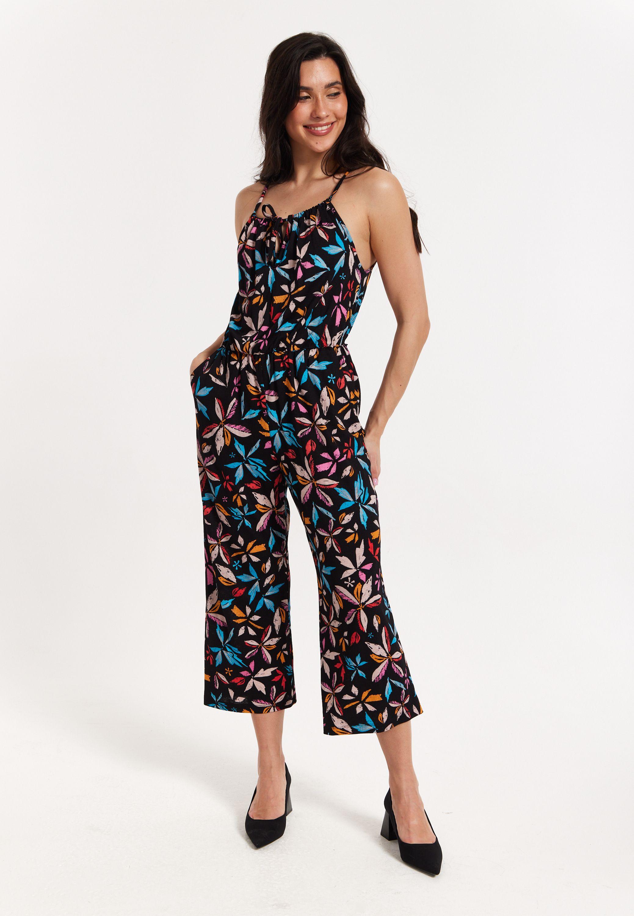 Floral Print Sleeveless Jumpsuit by LIQUORISH