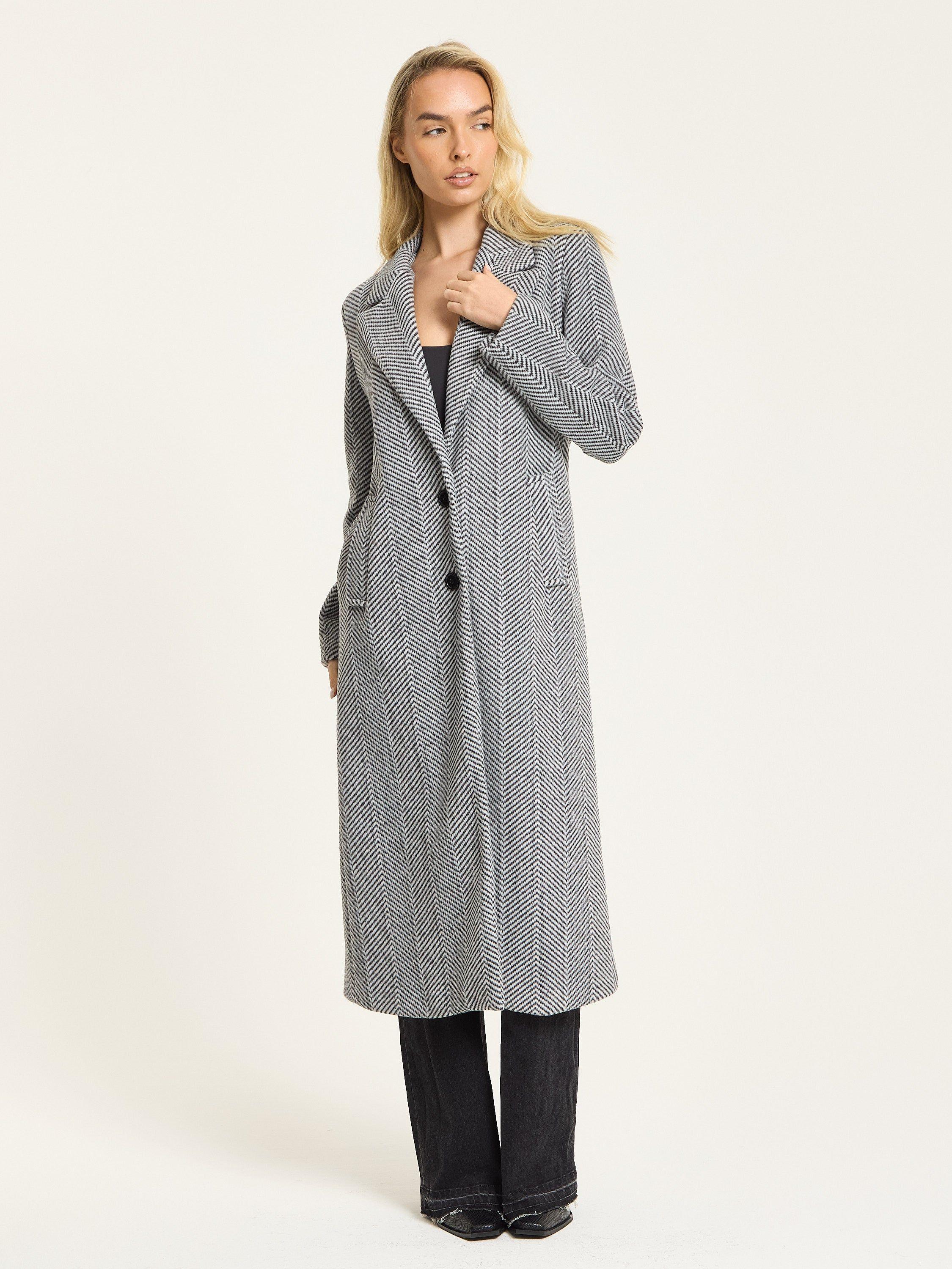 Herringbone Longline Tailored Coat by LIQUORISH