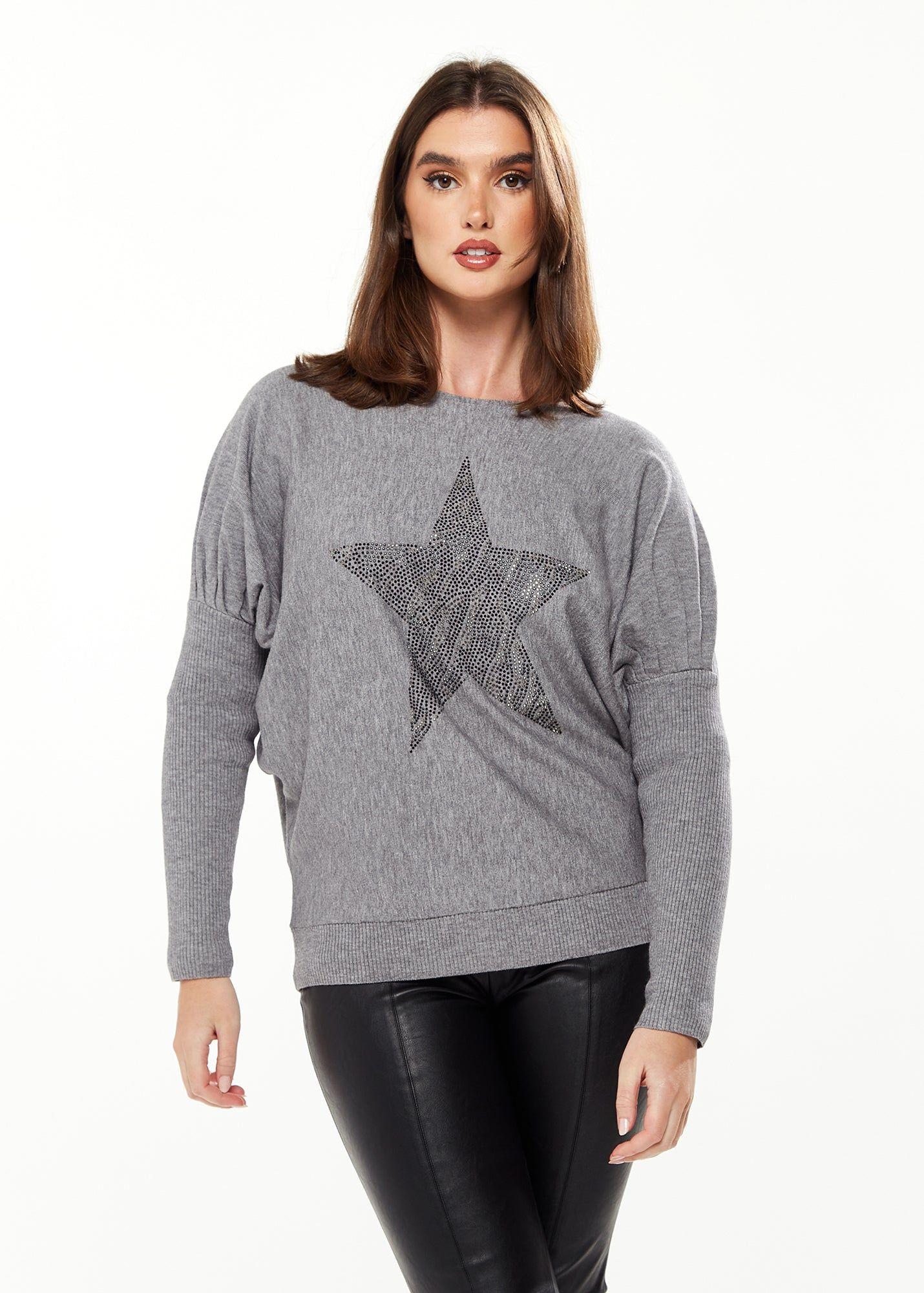Light Grey Jumper With Sparkly Zebra Star by LIQUORISH