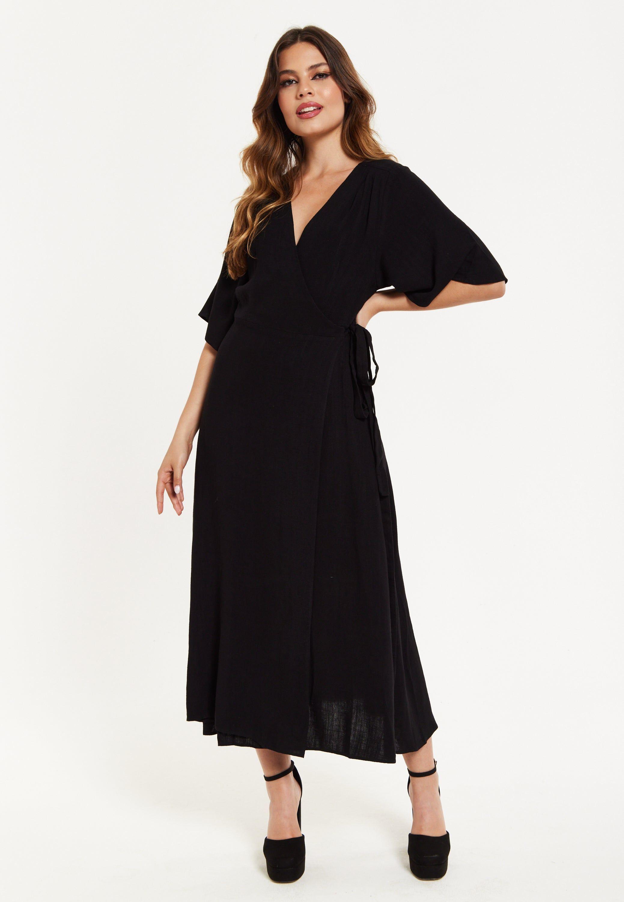 Liquorish Black Maxi Wrap Dress by LIQUORISH