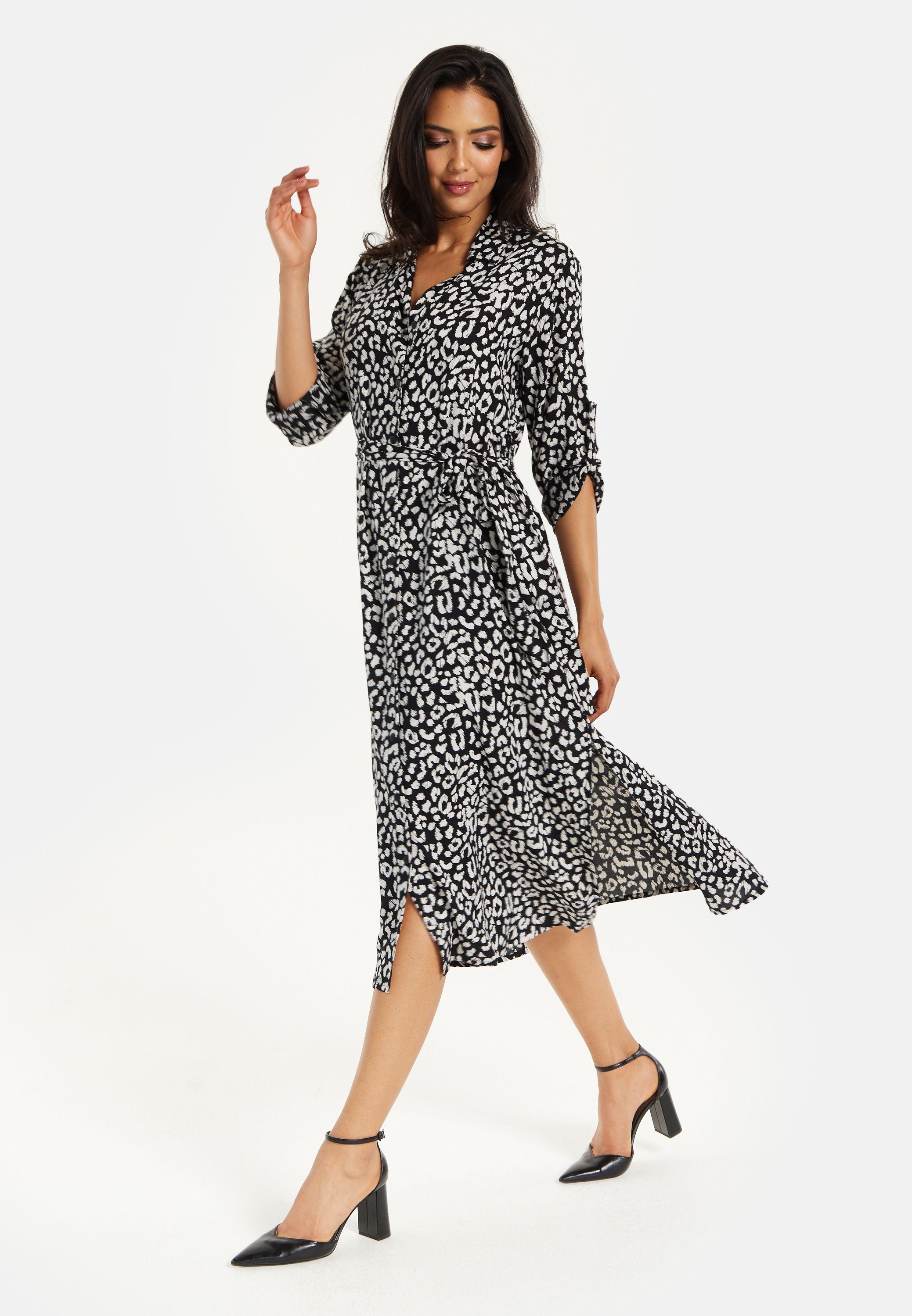Liquorish Leopard Print Button Through Midi Shirt Dress by LIQUORISH