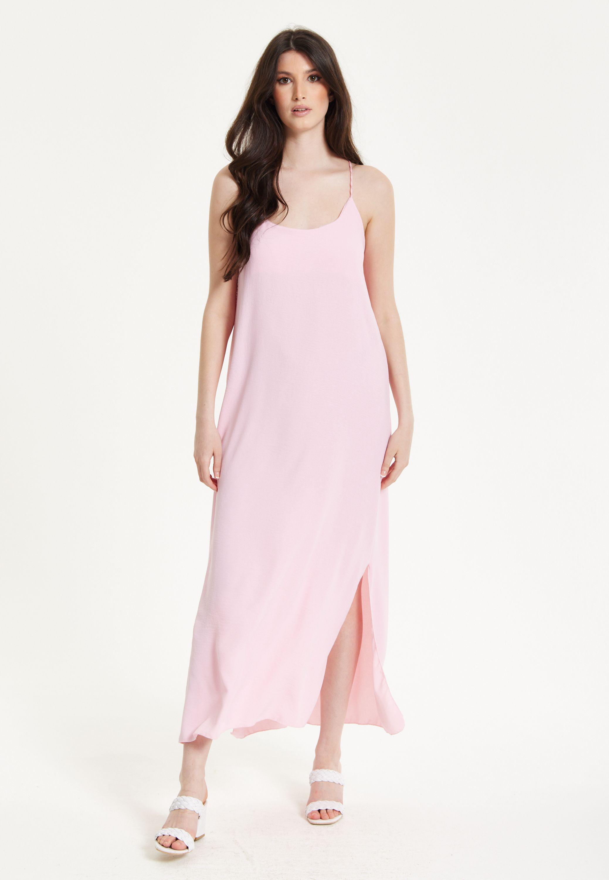 Pink Cross-Back Maxi Dress by LIQUORISH