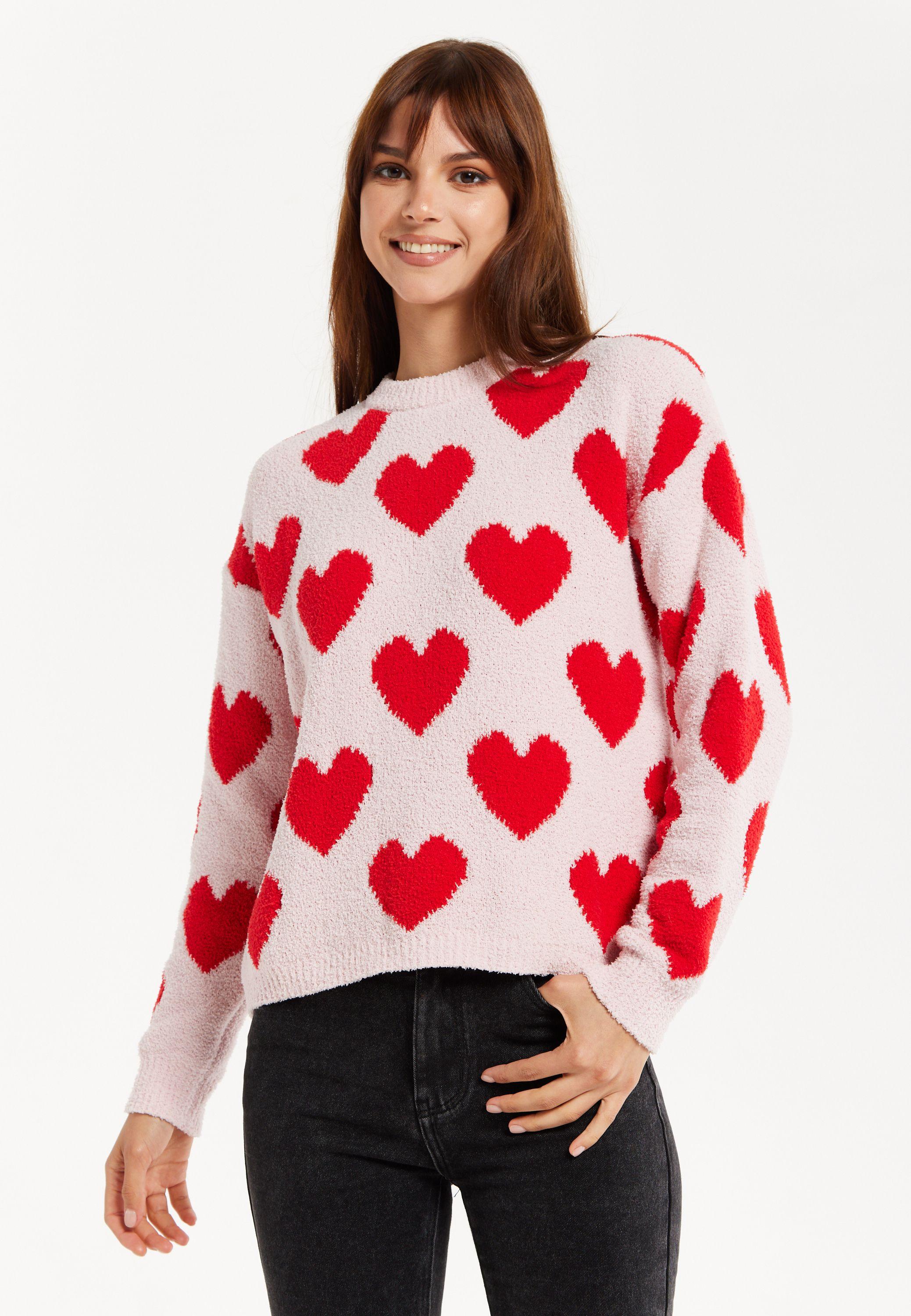 Red Heart-Print Knit Jumper by LIQUORISH