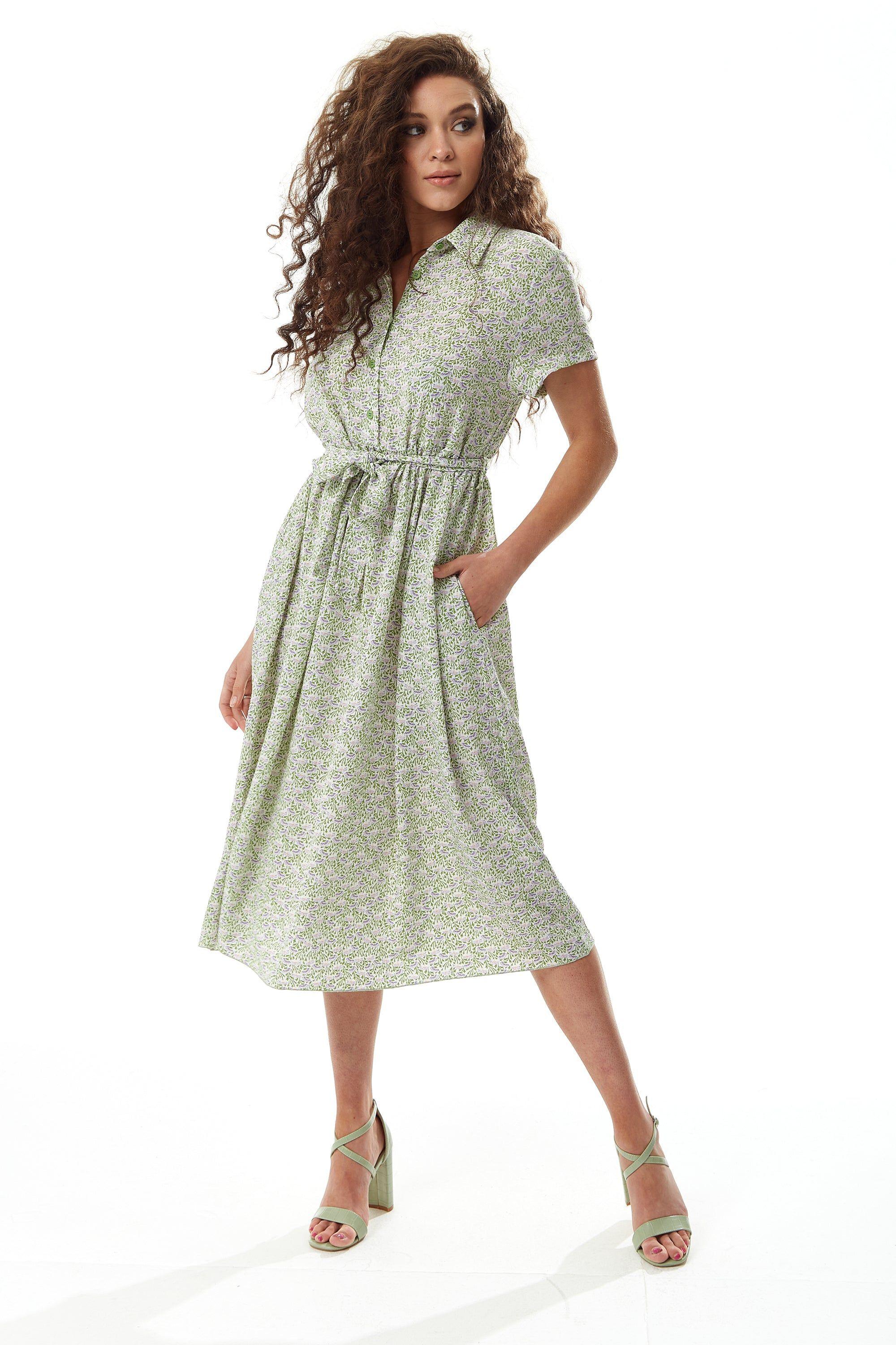 Sage and Purple Floral Midi Dress by LIQUORISH
