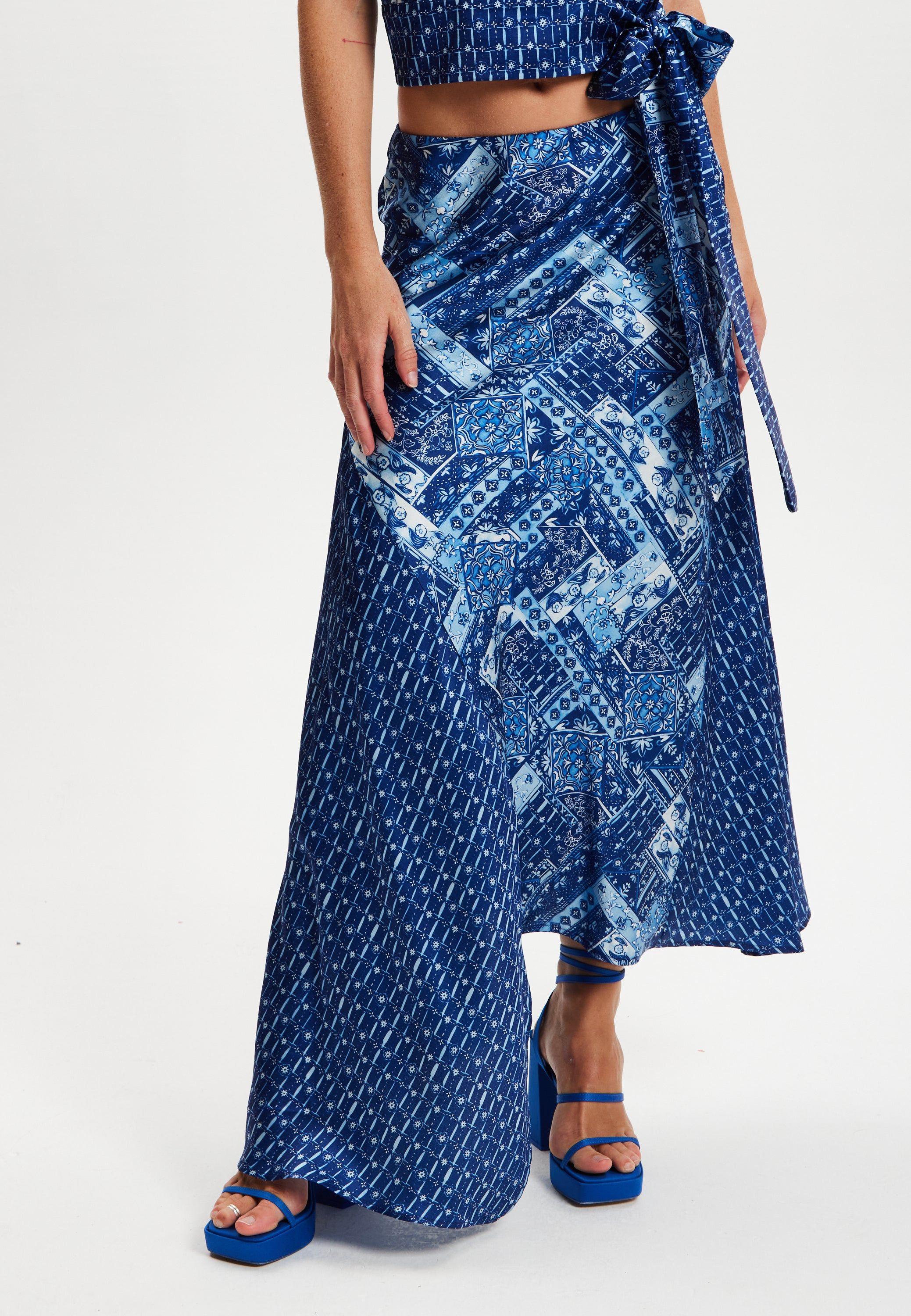 Scarf Print Asymmetric Skirt by LIQUORISH