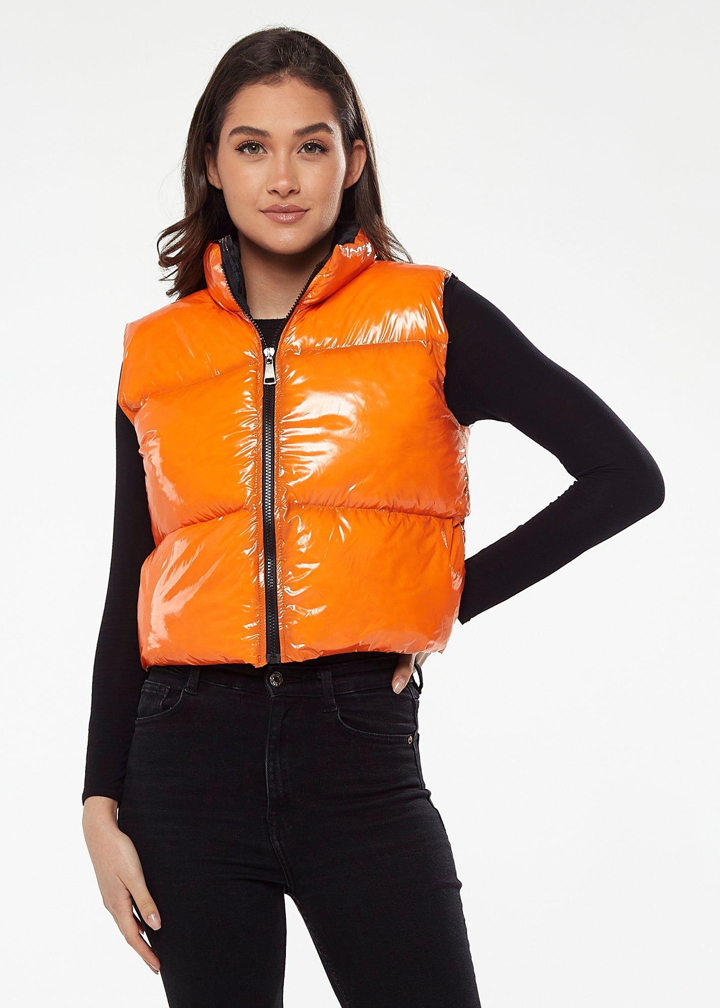 Wet Look Gilet in Orange by LIQUORISH