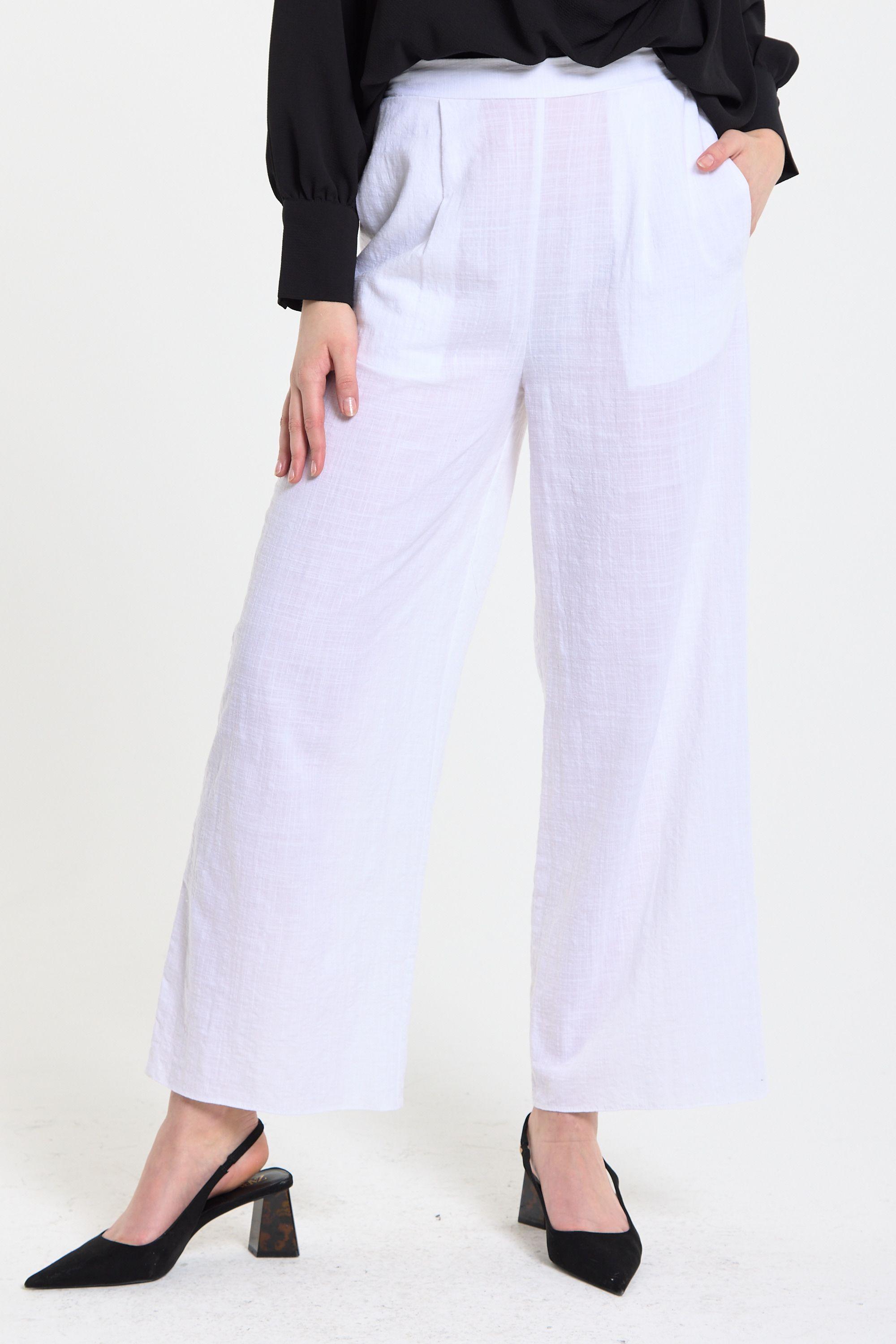 White Relaxed Fit Trousers by LIQUORISH