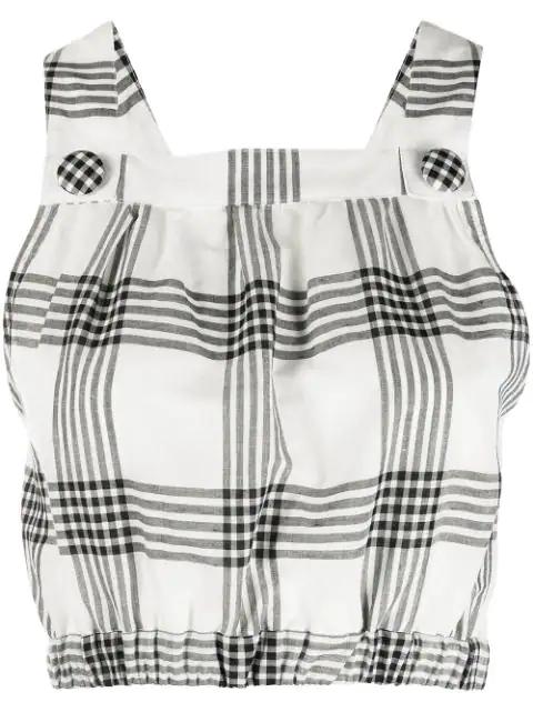 Blouson checked cropped top by LISA MARIE FERNANDEZ