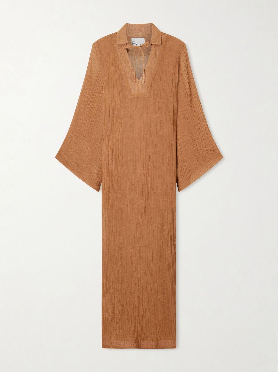 Crinkled linen-blend gauze kaftan by LISA MARIE FERNANDEZ