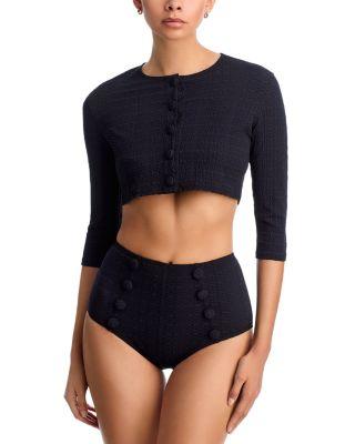 Cropped Cover-Up Cardigan by LISA MARIE FERNANDEZ