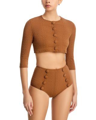 Cropped Cover-Up Cardigan by LISA MARIE FERNANDEZ