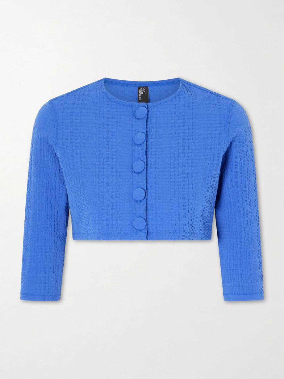 Cropped seersucker cardigan by LISA MARIE FERNANDEZ
