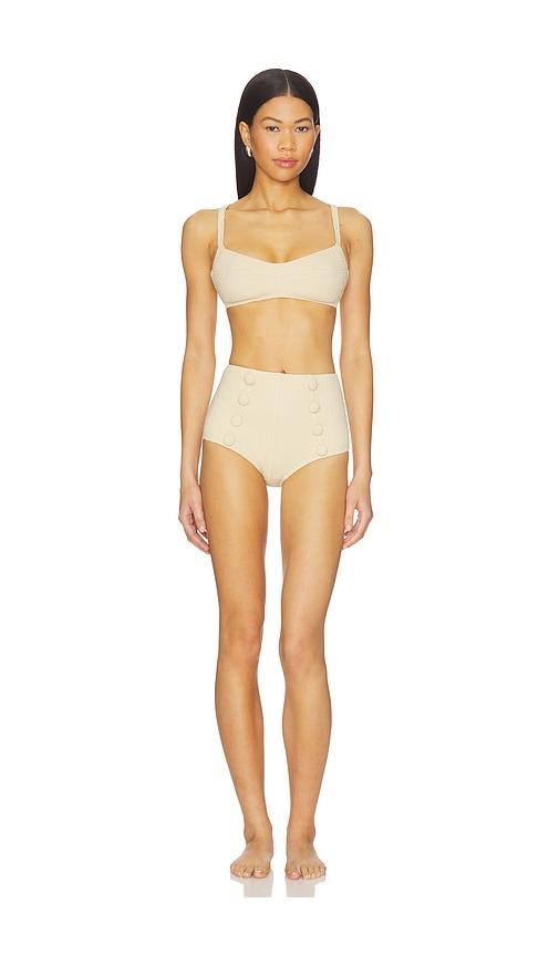Lisa Marie Fernandez Balconette High Waist Bikini Set in Cream by LISA MARIE FERNANDEZ