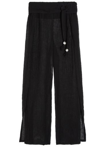 Open side linen-blend beach trousers by LISA MARIE FERNANDEZ