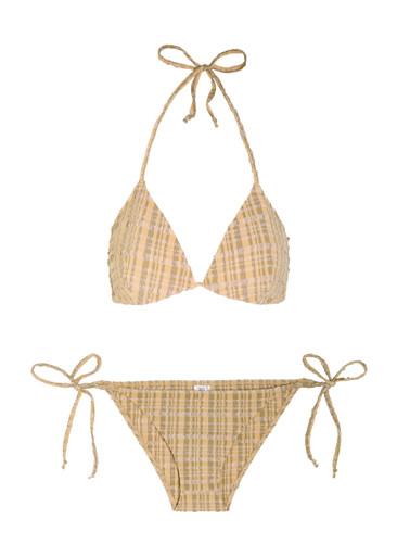 Retro striped seersucker bikini by LISA MARIE FERNANDEZ