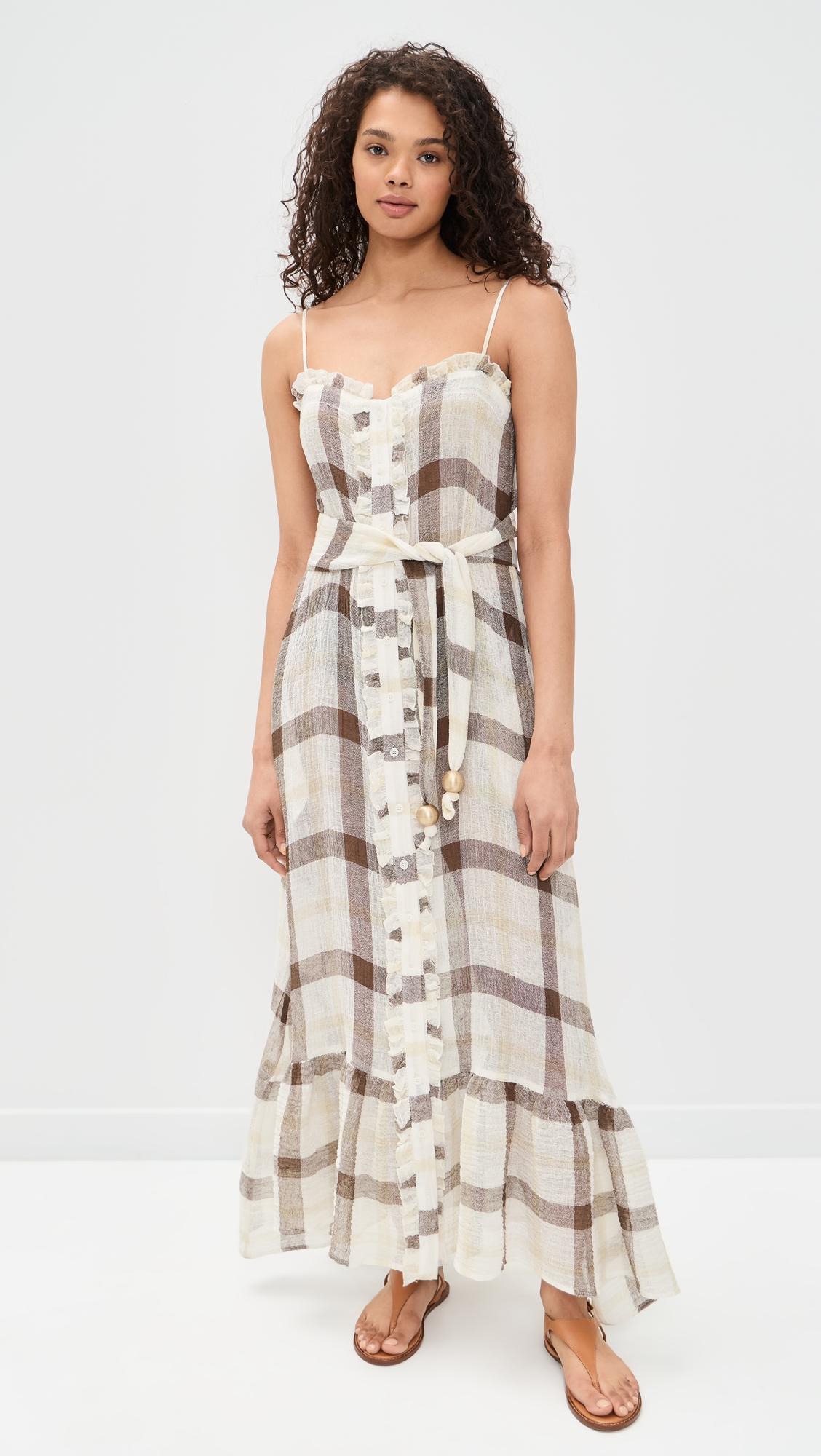 Ruffle Slip Dress Maxi by LISA MARIE FERNANDEZ