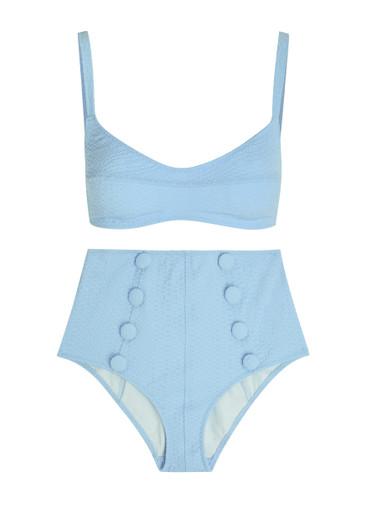 Textured seersucker bikini by LISA MARIE FERNANDEZ