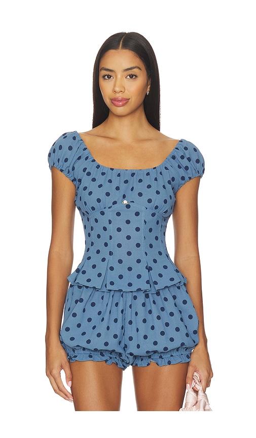 Lisa Says Gah Pat Top in Blue by LISA SAYS GAH