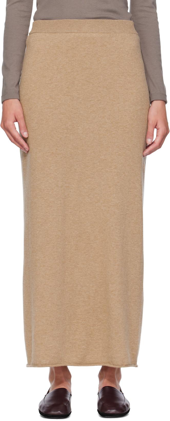 Beige Charlotta Midi Skirt by LISA YANG