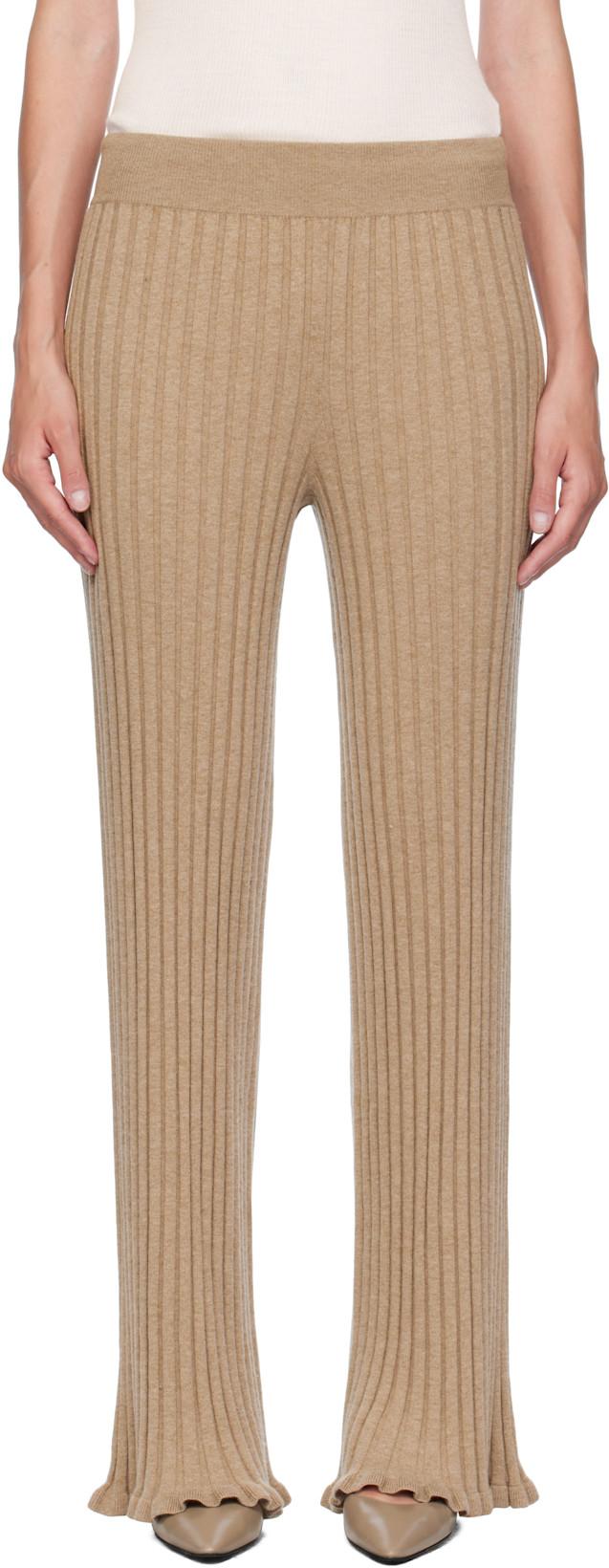 Beige Eveline Trousers by LISA YANG