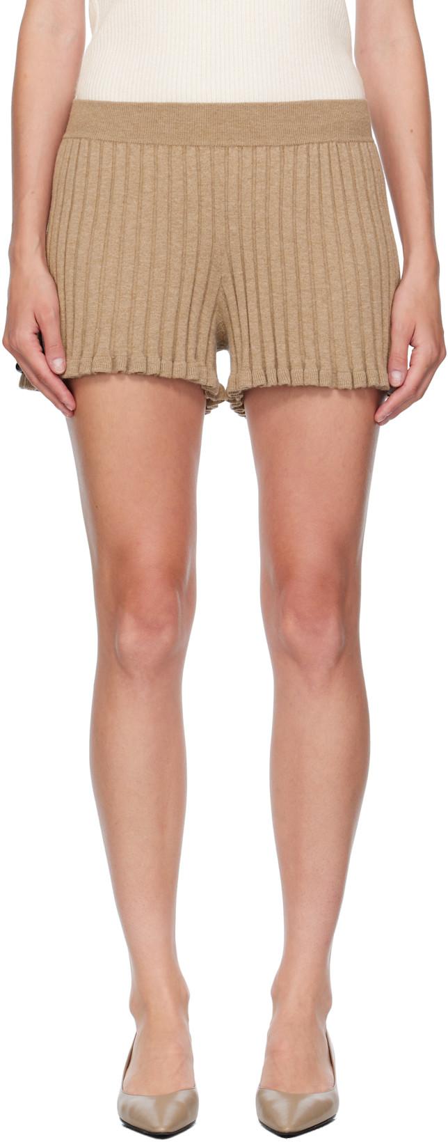 Beige Feliza Shorts by LISA YANG