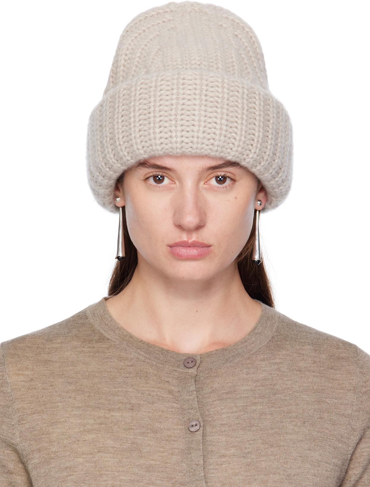 Beige 'The Beatris' Beanie by LISA YANG