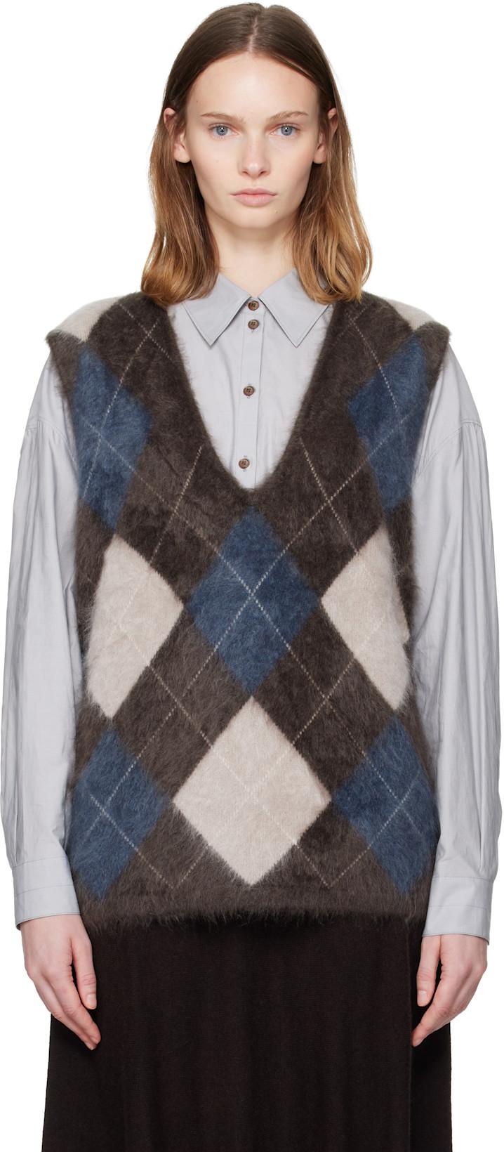 Brown Amelly Sweater Vest by LISA YANG