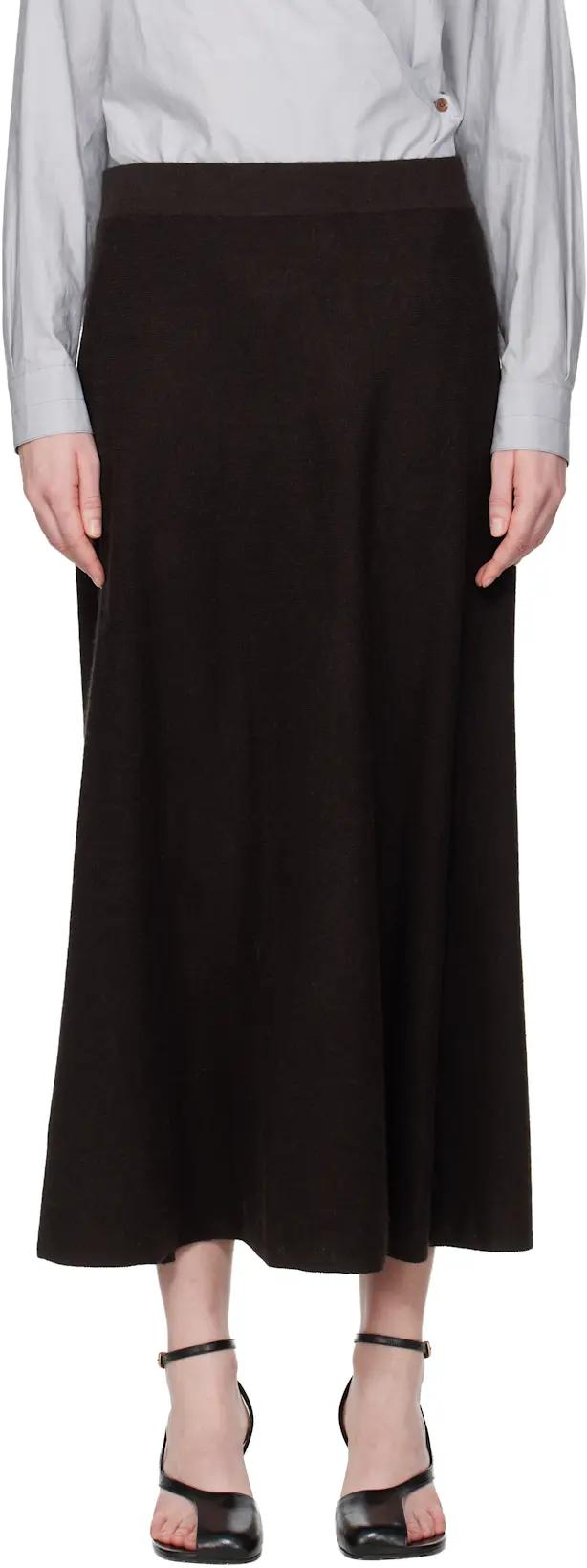 Brown Torie Midi Skirt by LISA YANG