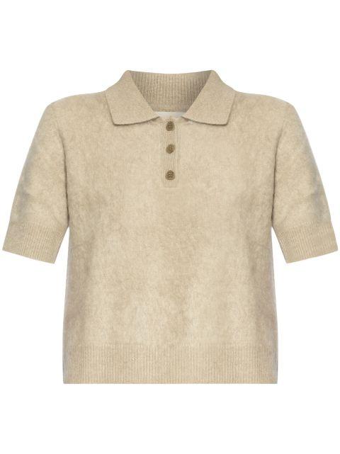 Carolyn buttoned collared polo top by LISA YANG