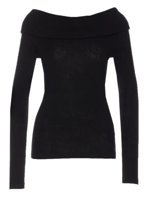 Claudina boat-neck long-sleeves top by LISA YANG