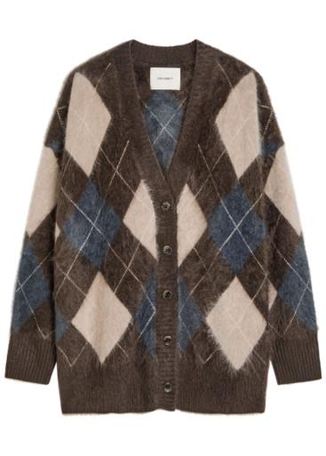 Elaria argyle brushed cashmere cardigan by LISA YANG