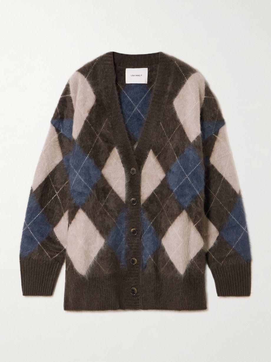 Elaria argyle brushed cashmere-jacquard cardigan by LISA YANG