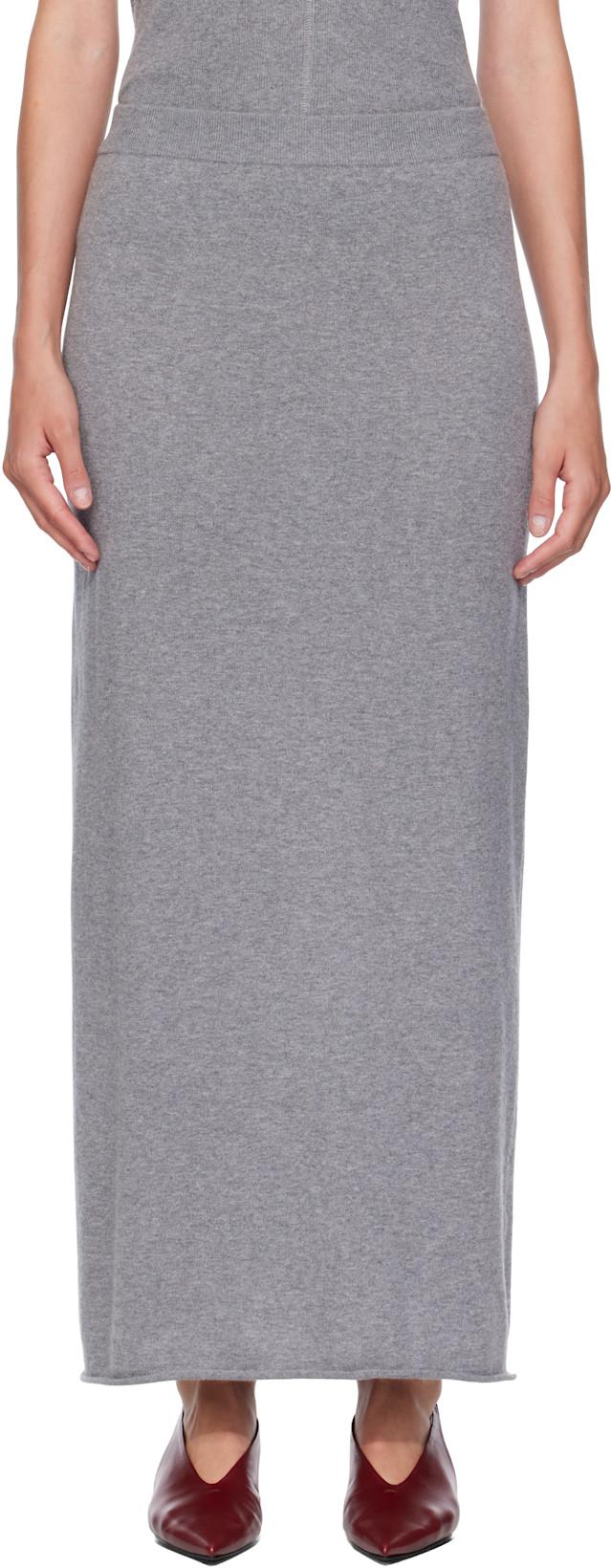 Gray Charlotta Midi Skirt by LISA YANG