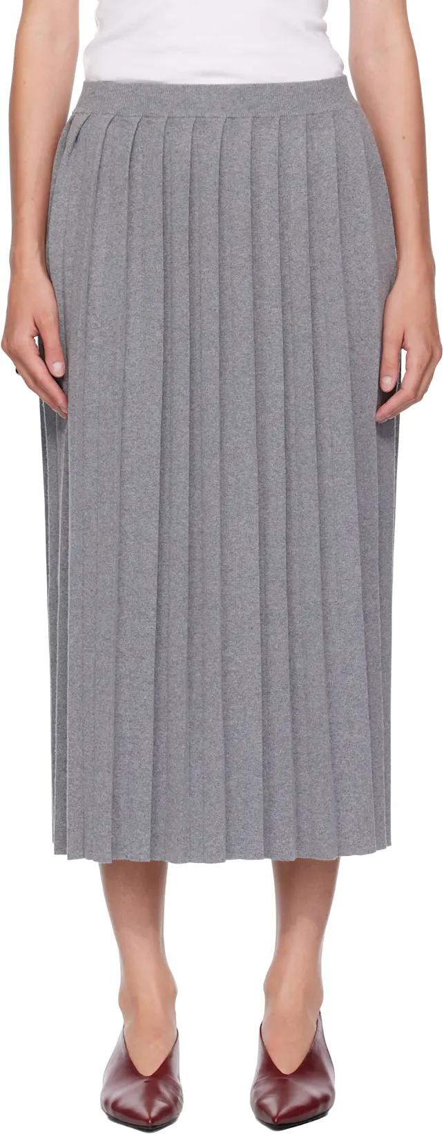 Gray Minda Midi Skirt by LISA YANG