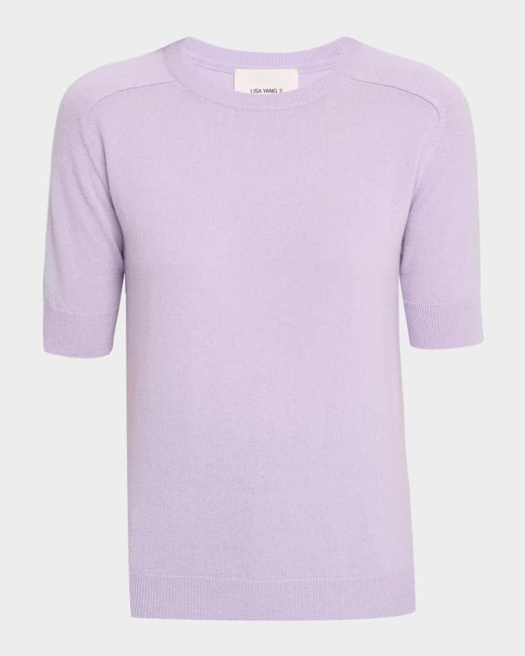 Kenza Short-Sleeve Cashmere Crewneck Sweater by LISA YANG