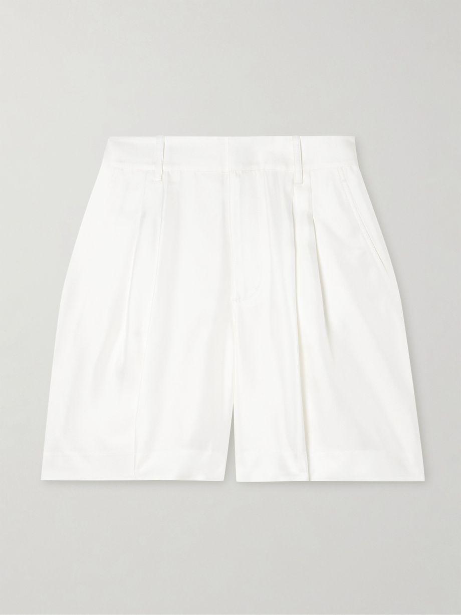 Pleated silk-twill shorts by LISA YANG