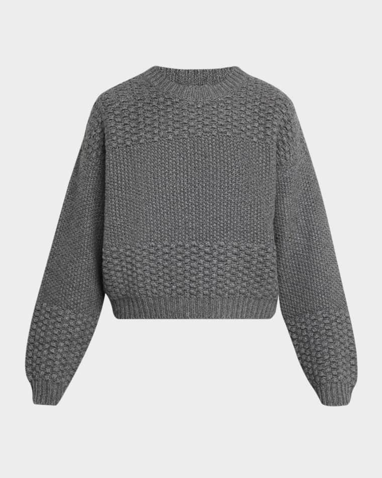 Signe Textured Cashmere Knit Crewneck Sweater by LISA YANG