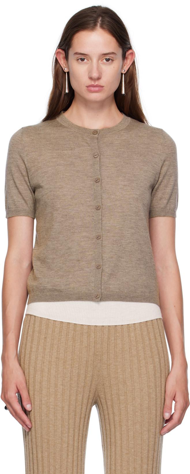 Taupe Cashmere Cardigan by LISA YANG