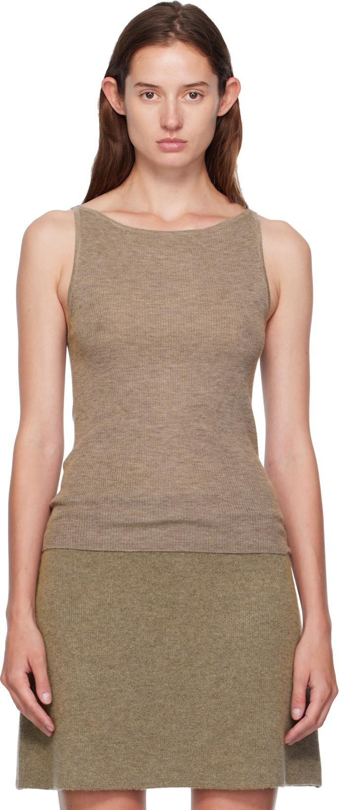 Taupe Lynette Tank Top by LISA YANG