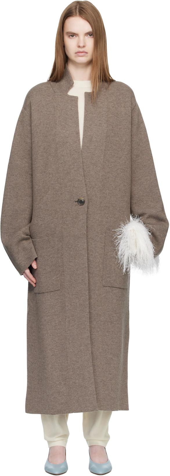 Taupe 'The Amie' Coat by LISA YANG