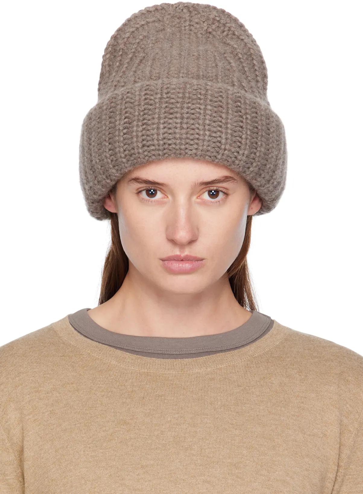 Taupe 'The Beatris' Beanie by LISA YANG