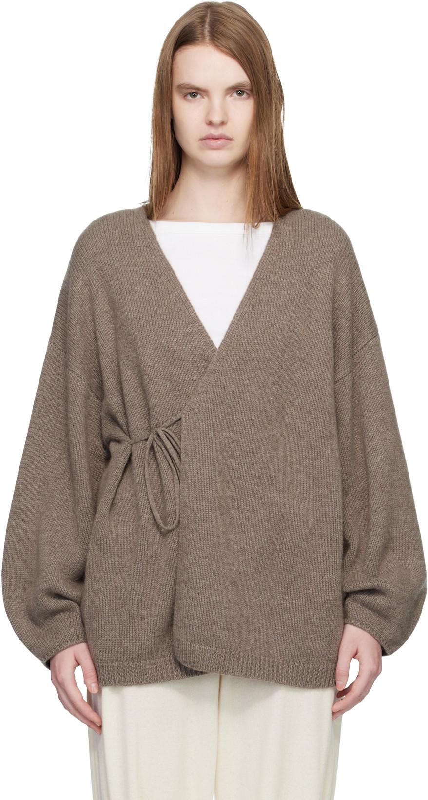 Taupe ' The Laurina Wrap' Cardigan by LISA YANG